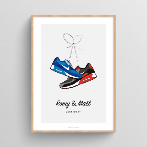 Affiche couple personnalisé chaussures sneakers Air Max