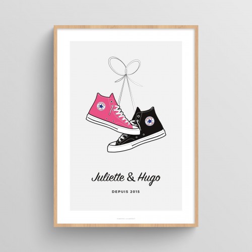 Affiche personnalisée couple chaussures sneakers Converse