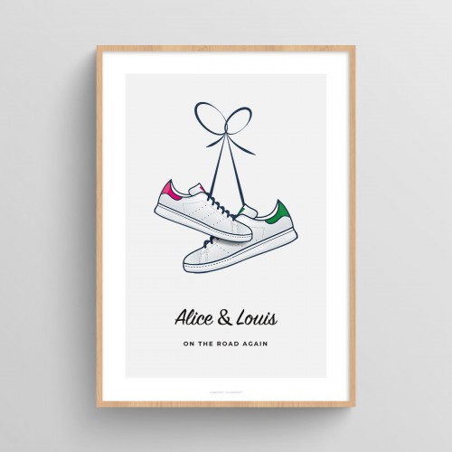 Affiche couple personnalisé chaussures sneakers Stan Smith