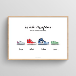 affiche famille Ma famille en Air Max Blanc Typo Feutre  2