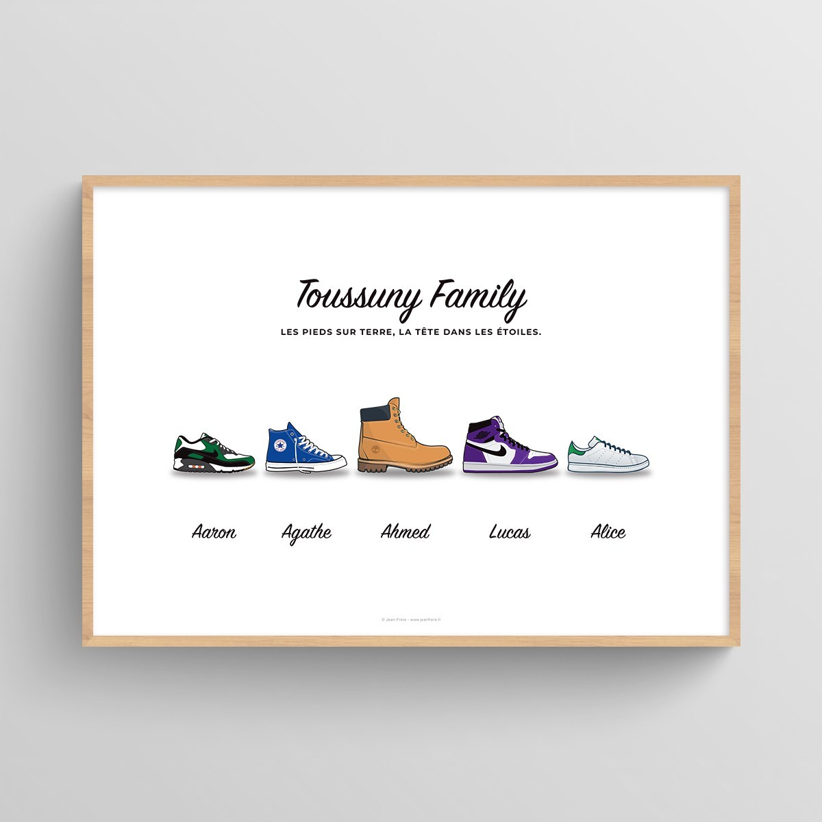 affiche famille Ma famille en Air Max Blanc Typo Feutre  3