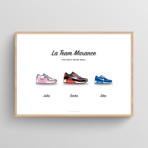 affiche famille Ma famille en Air Max Blanc Typo Feutre  1