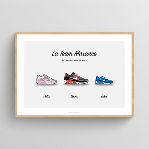 Affiche personnalisée famille chaussures sneakers Air Max