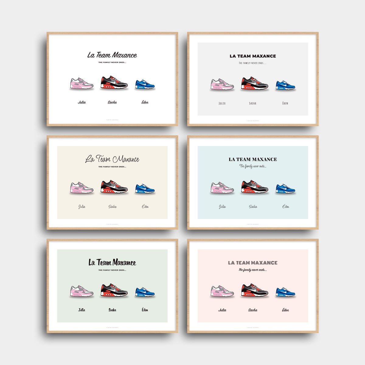 affiche famille Ma famille en Air Max Blanc Typo Feutre  5