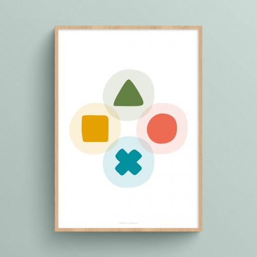 Affiche d'éveil aux formes en couleurs contrastées pour bébé