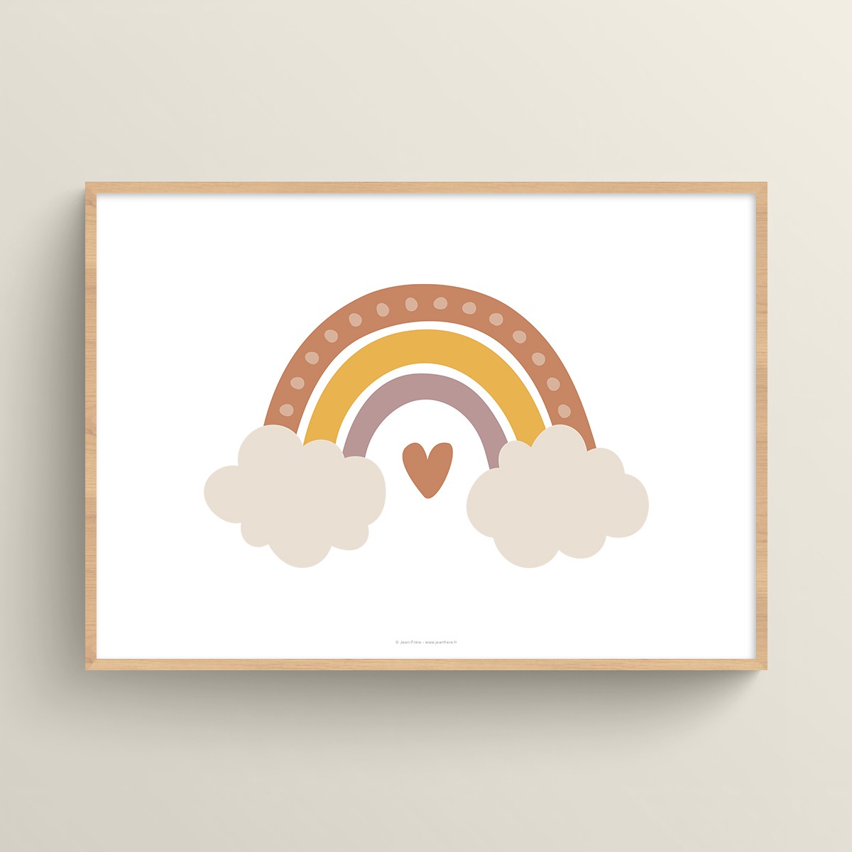 Affiche Arcenciel nuages et cœur pour la naissance de bébé