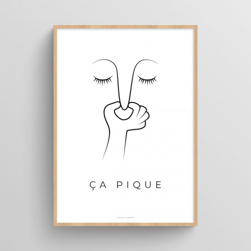 Poster humour WC avec citation et illustration "ça pique" pour décoration toilettes